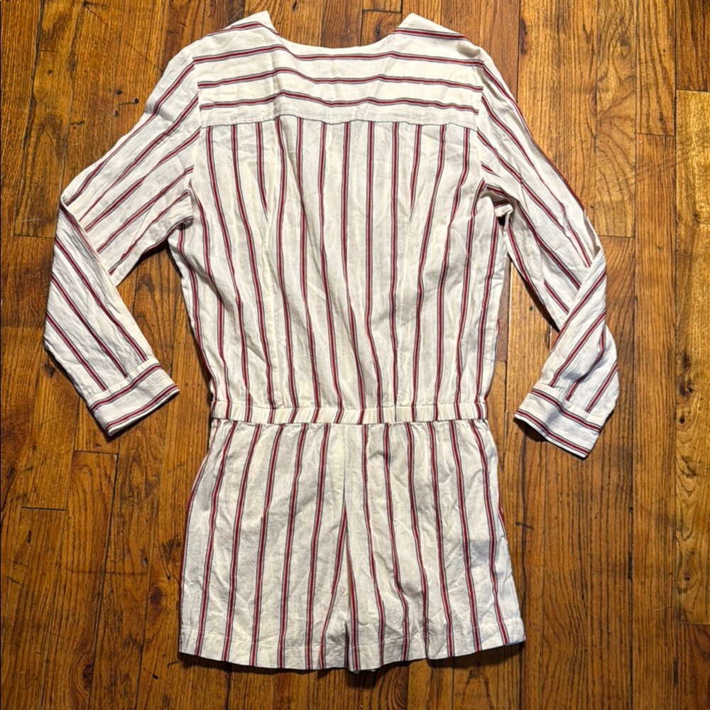 VANESSA BRUNO Women's 100% Cotton Striped V-Neck Button-Up Romper Comfy Size 42‎ - Picture 10 of 14